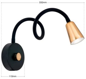 Orion - Lampada da parete flessibile dimmerabile DOTTY 1xGU10/10W/230V nera/ottone