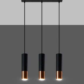 Sollux SL.0948 - Lampadario a sospensione con filo LOOPEZ 3xGU10/10W/230V nero/rame