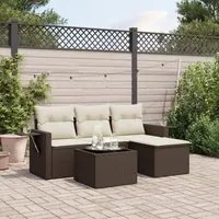 Set Divano da Giardino 4 pz con Cuscini Marrone in Polyrattan 3252410