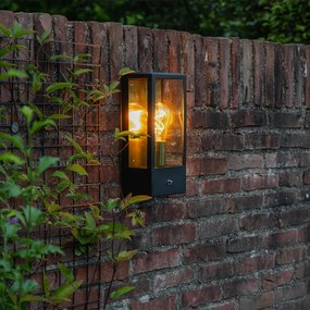 Lampada da parete per esterno nera con sensore luce-buio oro - Rotterdam