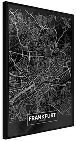 Poster  City Map: Frankfurt (Dark)  Cornice Quadri Cornice nera, Larghezza x Altezza Home decor 30x45