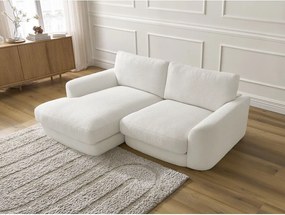 Divano angolare bianco (con penisola a sinistra/con chaise lounge) con rivestimento in bouclé Leonore – Bobochic Paris