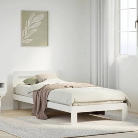 Letto Senza Materasso Bianco 90x190 Cm İn Legno Massello Pino /