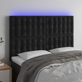 Testiera A Led Nera 144x5x118/128 Cm İn Velluto /