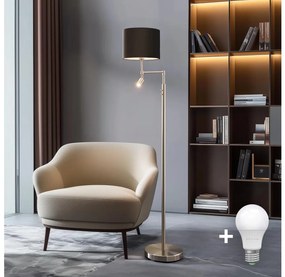 Eglo - Lampada LED da terra TUNJA 1xE27/60W/230V + LED/2,1W diametro 30 cm cromo/marrone