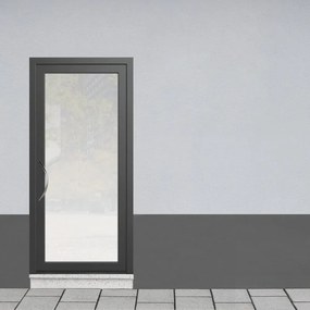 Portoncino d'ingresso Condo3 L 90 x H 210 cm in alluminio grigio, apertura spingere a destra