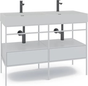 Mobile bagno da terra con lavabo L 120 x H 89 x P 45.5 cm bianco 2 cassetti per doppia vasca Outline