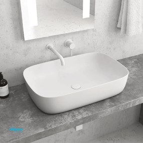 Lavabo D'Appoggio Da 60x39 Cm Finitura Bianco Opaco