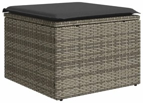 Set divani da giardino 4 pz con cuscini in polyrattan grigio