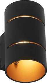 Lampada da parete intelligente nera con interno dorato incl. WiFi G9 - Ria