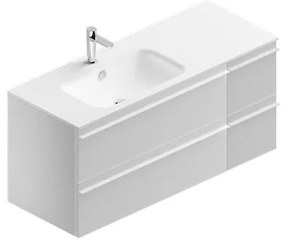 Mobile sottolavabo e lavabo Linea per doppia vasca bianco opaco in truciolare L 120 x H 55 x P 46 cm 4 cassetti