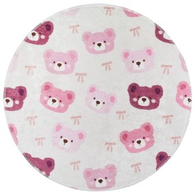 Tappeto per bambini rosa e avorio lavabile ø120 cm Cute Teddies Pink – Vitaus