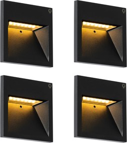 Set di 4 faretti da parete moderni neri con LED inclusi - Gem 2
