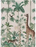 Rebel Walls Carta da parati panoramica Giraffes Stroll - Pastel Pink