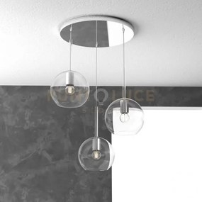 Sosp. cromo tonda 3 luci vetri tutti medio trasparente 1155cr-s3 tm-tr