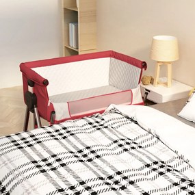 Lettino Per Bambini Con Materasso Rosso İn Tessuto Di Lino /