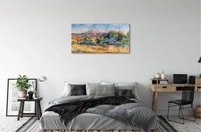 Quadro acrilico Vista autunnale dipinta di arte 100x50 cm