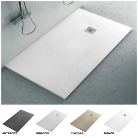 Piatto doccia in resina 80x180 Karen bianco pietra completo di kit scarico