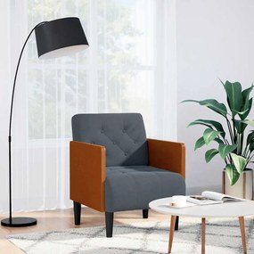 Divano Sedia Con Braccioli Grigio Scuro 55 Cm İn Velluto /