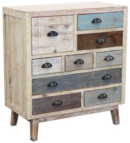 COLORWOOD - cassettiera nove cassetti in legno colorato da 80 cm