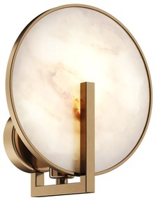 Applique Contemporanea Marmo Metallo Oro 1 Luce E Diffusore Bianco