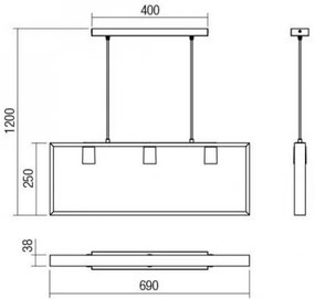 Redo 01-1665 - Lampadario a sospensione con filo TIMBER 3xE27/42W/230V