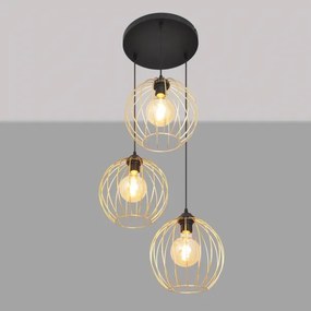 Lampadario a sospensione con filo MERCURE 3xE27/15W/230V oro/nero