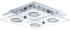 Plafoniera Moderna Cabo Acciaio Cromo 4 Luci Gu10 2,8W