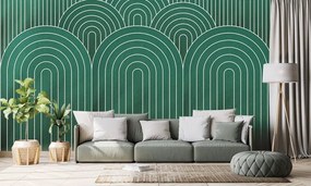 Carta da parati – Motivo arcobaleno verde Mid-Century