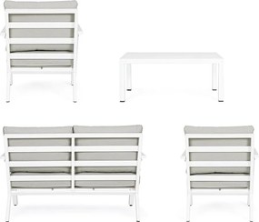 Set di mobili da giardino bianco in alluminio per 4 persone Harley – Bizzotto