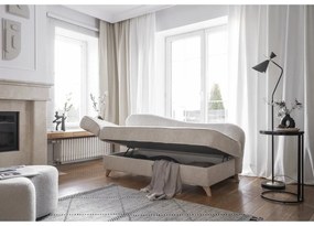 Chaise longue beige (con penisola a sinistra) con rivestimento in velluto a coste Chic Charlotte – Miuform