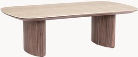 Tavolino ovale da salotto in legno con piano effetto travertino Ezekiel, Larg. 130 x Prof. 70 cm