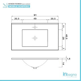 Mobile bagno sospeso 90 cm Duble rovere africa completo di lavabo e specchio