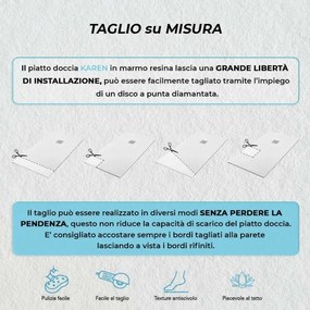 Piatto doccia filo pavimento Karen 120x120 in resina bianco pietra