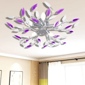 Lampada Da Soffitto Bianco E Viola İn Cristalli Acrilici 5 E14 /