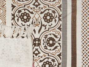 Coperta cotone marrone e beige 130 x 180 cm CHINSURAH Beliani