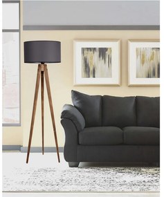 Lampada da terra nera/marrone con paralume in tessuto (altezza totale 153 cm) Tripod – Opviq lights