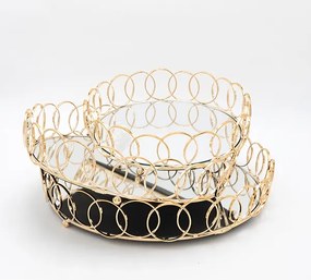 SET 3x Vassoio decorativo diametro 27/33/37 cm oro