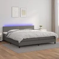 Giroletto Molle con Materasso e LED Grigio 200x200cm Similpelle 3134127