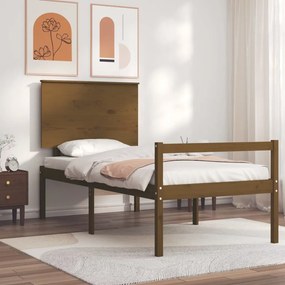 Letto per Anziani con Testiera Miele 100x200 cm Legno Massello