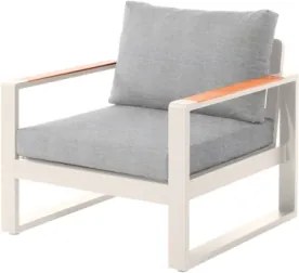 Salotto Da Esterno 5 Posti In Alluminio Con Tavolino E Cuscini Boston Avorio