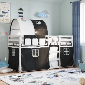 Letto A Castello Senza Materasso Bianco E Nero 90x200cm İn Pino /