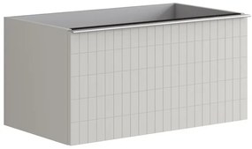 Mobile da bagno sotto lavabo Pixel grid frontale grigio pastello e maniglia alluminio brillante laccato opaco L 80 x H 40 x P 45.5 cm 1 cassetto, lavabo non incluso