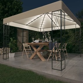 Gazebo Con Stringa Di Luci Led 3x3 M İn Tessuto Crema /