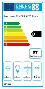 Cappa Classica Mepamsa TENDER H 70 70 cm Nero 705 m3/h