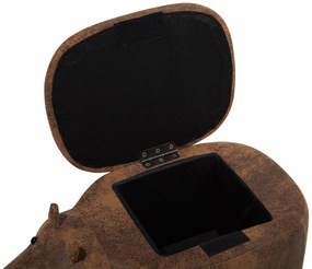 Pouf in tessuto similpelle marrone chiaro HIPPO  Beliani