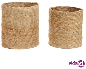 vidaXL Set di Cesti Portaoggetti Artigianali 2 pz in Iuta Naturale