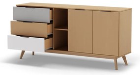 Cassettiera bassa in legno di pino in colore naturale 165x81 cm Elfa - Marckeric