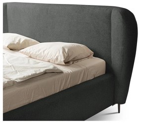 Letto matrimoniale imbottito grigio scuro con rete inclusa 160x200 cm Makana – Makamii
