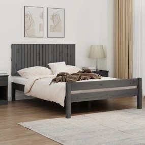 Testiera Da Parete Grigia 140x3x60 Cm İn Legno Massello Di Pino /
